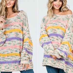 Colorful Striped Knit Sweater